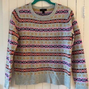 J. Crew Blue Wool Fair Isle Sweater Size M